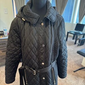 Women's Quilted Black Hooded Jacket Michael Kors